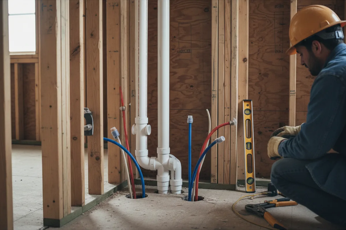 Drain and supply rough-in during Leak Detection in Mount Tremper