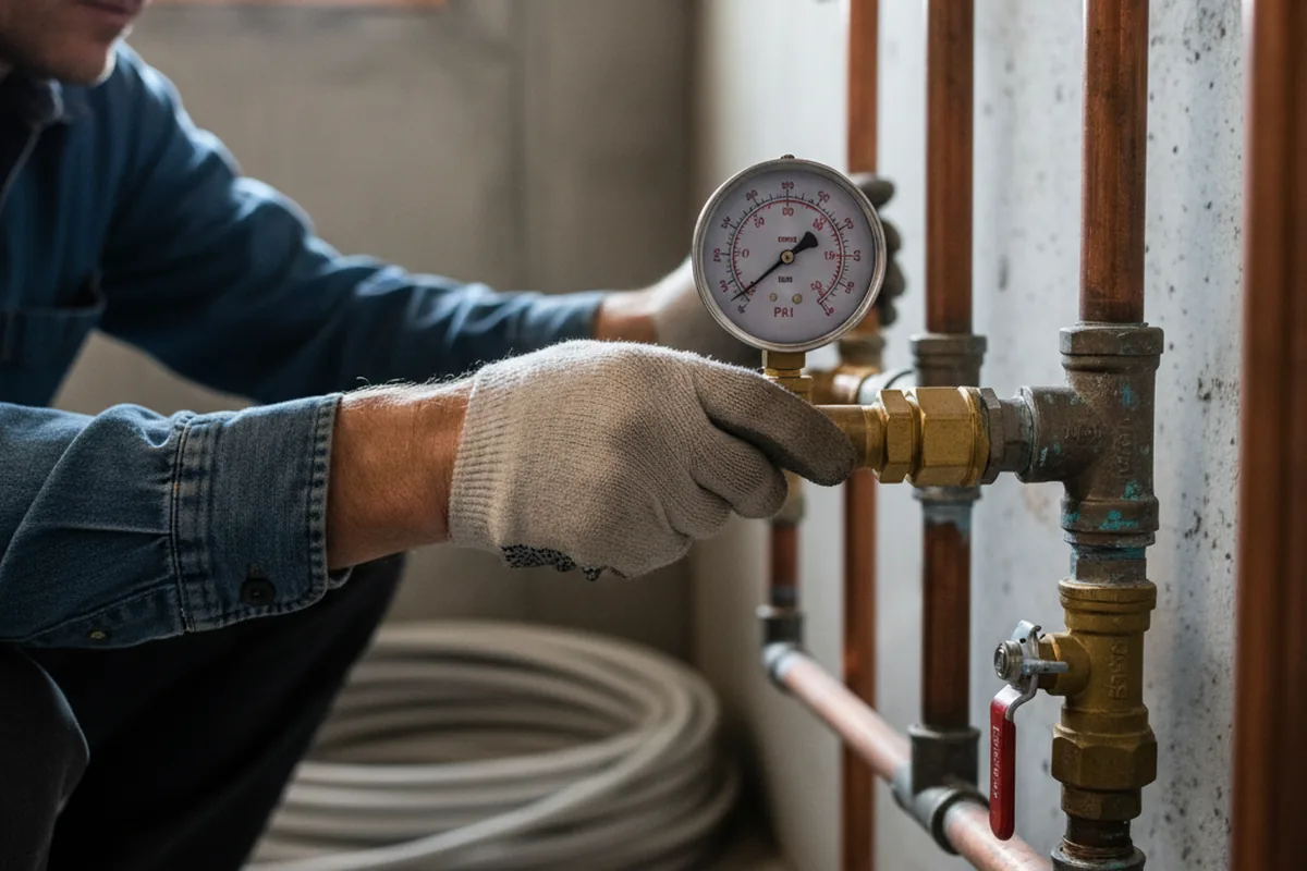 Pressure testing a repaired line during Water Line Repair in Mount Tremper